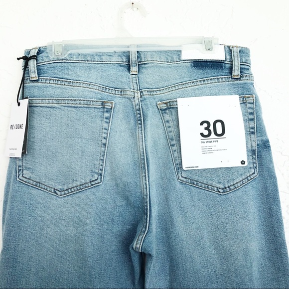 NWT Re Done 70’s Stove Pipe High Rise Destroyed Jeans - Picture 8 of 11